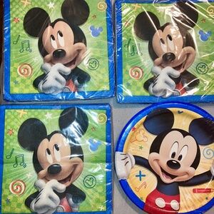 Mickey Mouse Birthday Party Supplies Plates & Napkins Set Disney Bundle